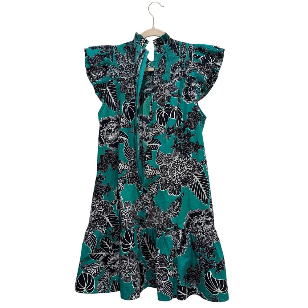 Love the Label Mini Dress Boho Floral Resortwear Preppy Green Black Sz S - Picture 9 of 16